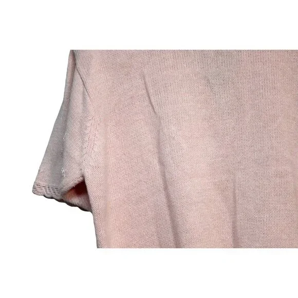 Vintage Cardigan Sweater Size L. Pink Embroidered Beaded Floral Knit - Picture 11 of 13